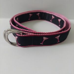 Leather Man Eliza B Vintage Martini Cocktail Belt pink black canvas